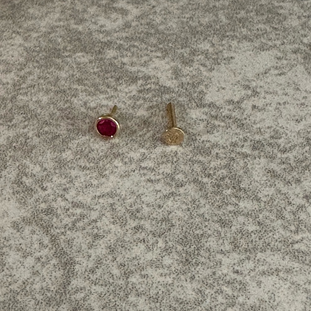 Lab Created Ruby Threaded Flatback Stud - image 1